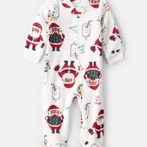 Carters Baby Holiday Santa Fleece One-Piece Pajamas - White/Red